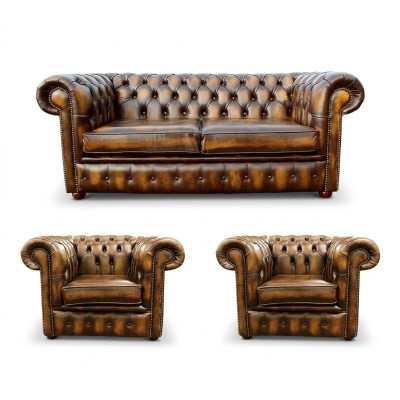 Sofa Skórzana Chesterfield 2+1+1 Włókienniczy Kanapa Materiał Podkładka Sofa Ustawić