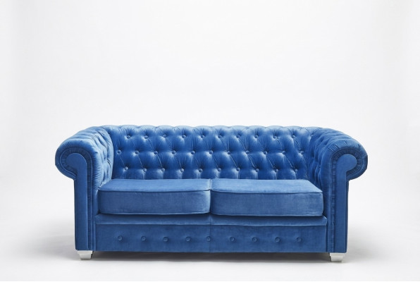 Chesterfield Design Luksusowa sofa z tapicerką w skórze i tkaninie, nowa #H3