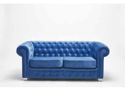 Chesterfield Design Luksusowa sofa z tapicerką w skórze i tkaninie, nowa #H3