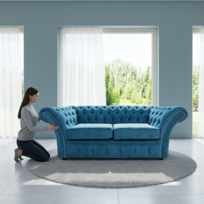 Sofa Chesterfield Kanapa Tapicerowane Kanapy Klasyczny 2-osobowy Skórzany Materiał Winchester