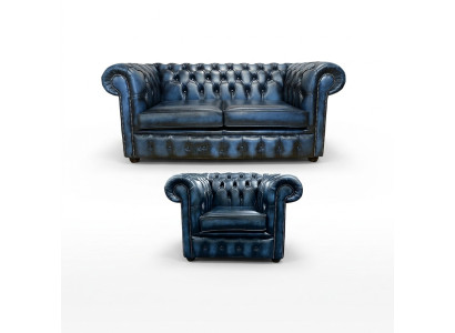 Chesterfield Sofa Couch Podkładka Skóra Decor Włókienniczy Zestaw sofowy 2+1 Podkładka