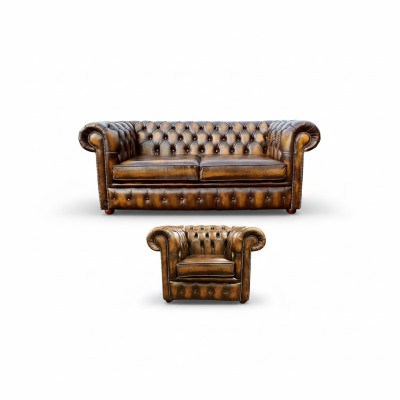 Chesterfield Decor Sofa Kanapa Podkładka Skóra Włókienniczy Zestaw sofowy 2+1 Podkładka