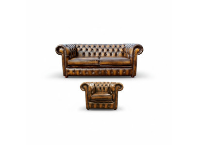 Chesterfield Decor Sofa Kanapa Podkładka Skóra Włókienniczy Zestaw sofowy 2+1 Podkładka