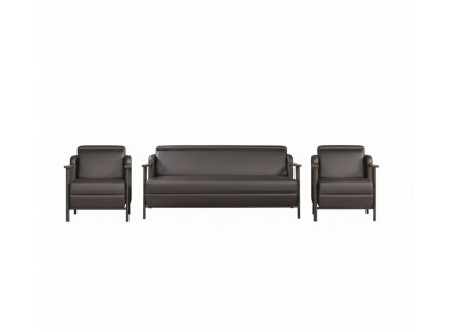 Arbeitszimmer Sitzgarnitur Edler 3-Sitzer 2x Ledersessel Möbel 3tlg