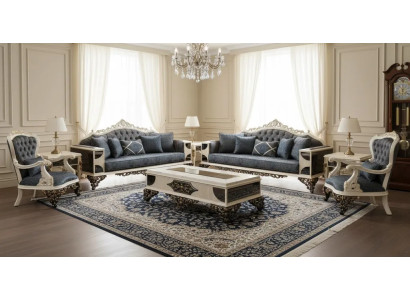 Stilvolle Chesterfield Garnitur 2x 3-Sitzer Couchen Sessel Tisch