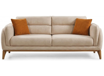 3-Sitzer-Sofa Beige Farbe Moderner Stil Weiche Armlehnen Holzrahmen Neu