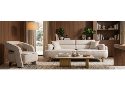 3 Sitzer Sofa Sessel Stoffbezug Holzrahmen Mittlere Härte Modern Neu