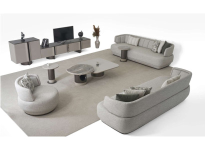 Sofa Set 3+3+1 Sitzer Designer TV Lowboard Moderner Couchtische Set 9tlg