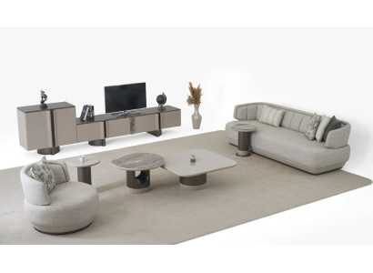 Sofagarnitur 3+1 Sitzer Luxusmöbel Designer TV Lowboard Couchtische
