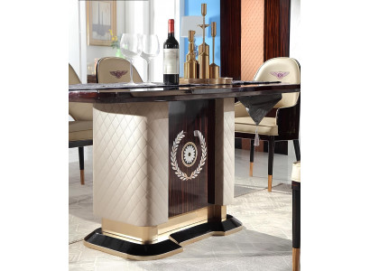 Design Luxus Ess Zimmer Wohn Tisch Holz Hochglanz Leder Tische italien Möbel Neu