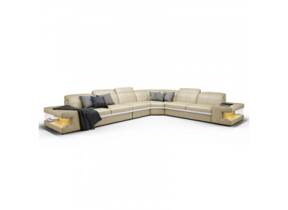 Sofa mit USB Couch Wohnlandschaft L Form Ecksofa Designersofa mit Beleuchtung