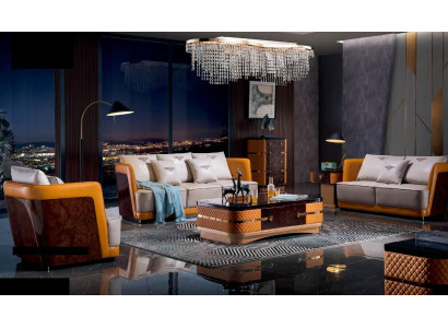 Sofagarnitur 3+2+1 Sitzer Ledersofa Couch Wohnlandschaft Garnitur Design Modern
