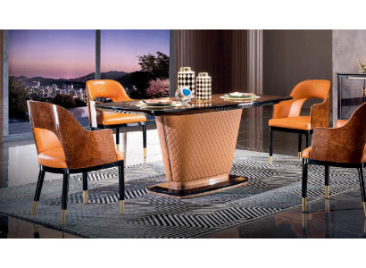 Sessel Königlicher Polster 1 Sitzer Modern Stil Stühle Einsitzer Orange Leder