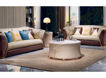 Couch Tisch Kaffee Beistell Design Modern Rund Wohnzimmer Runde Tische Leder Neu