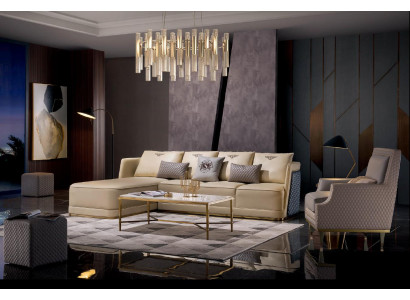 Sofa LForm Ledersofa Couch Wohnlandschaft Garnitur Design Modern Sofa Ecksofa