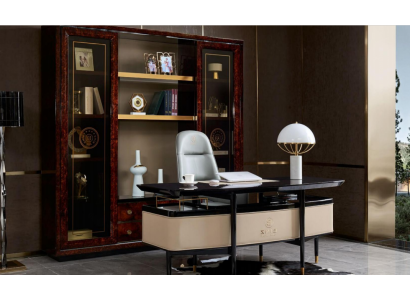 Einrichtung Arbeitszimmer Büro Möbel Tisch Schrank Sessel 3tgl Set Garnitur Neu