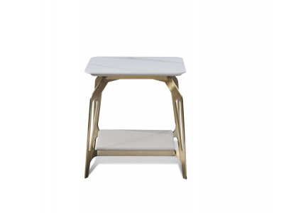 Edelstahl Beistelltisch in Mattierter Felsplatte, modernes Design