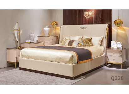 Designer Bett Schlafzimmer Doppelbett Betten Leder Hotel Luxus Polster 180x200cm