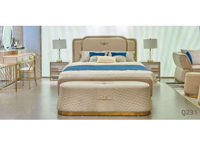 Bett Nachttisch Kommode 4 tlg. Schlafzimmer Set Design Modern Luxus Betten Neu
