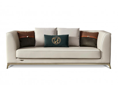 Desig Sofa 3 Sitzer Leder Sofas Couch Polster Garnitur Moderner Dreisitzer Möbel