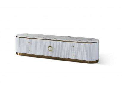 Designer Kommode Anrichte Side Low Board Schrank Wohn Zimmer Regal Metall Luxus