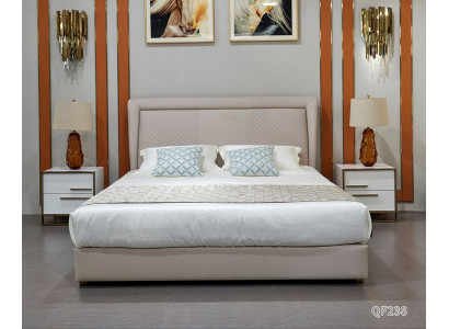 Bett Betten Holz Leder  Polster Ehe Design Leder Hotel Boxspring Möbel 180x200