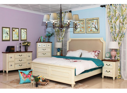 Design Schlafzimmer 5 tlg. Komplette Garnitur  Set Bett Nachttisch Kommode Neu