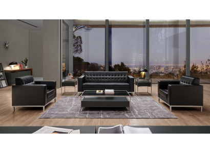 Kunstleder-Sofa im modernen Design in Hellgrau