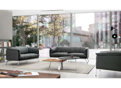 Kunstleder 3-Sitzer Sofa in Schwarz modernes Design
