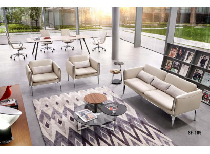 Kunstleder-Sofa Set in Beige Modern Elegant Wohnzimmermöbel