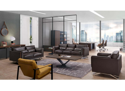 Elegantes schwarzes Kunstleder-Sofa im modernen Stil