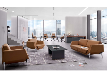 Kunstleder Chesterfield-Sofa in Braun modern eleganter Stil