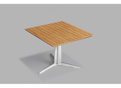 Beistelltisch aus Furnier und Edelstahl in modernem Design