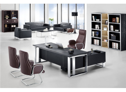 Leder Chesterfield-Sofa modern in Schwarz für Wohnzimmer