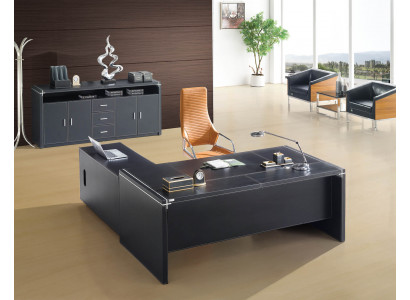 Moderner Eckschreibtisch aus MDF und Edelstahl in elegantem Design