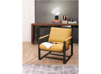 Kunstleder-Sessel in Schwarz modern eleganter Stil