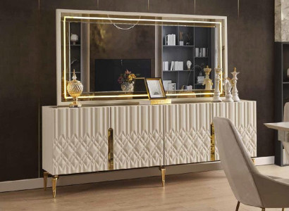 xxl Sideboard Kommode mit Spiegel Sideboards Holz Kommoden Möbel 2tlg Hochglanz