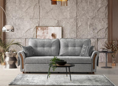 Stilvolles 3-Sitzer Sofa mit Holzarmlehnen Modernes Design für Ihr Zuhause