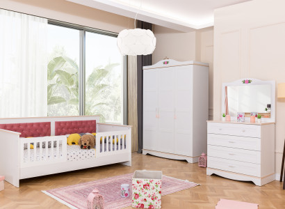 Weiße Kinderzimmer Möbel Schlafzimmer Garnitur Bett Schrank Kommode