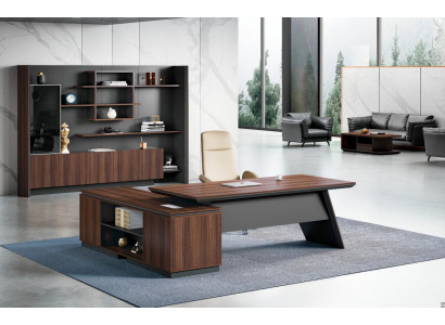 Exklusive Bürmöbel Designer Aktenschrank Robuster Eckschreibtisch 2tlg