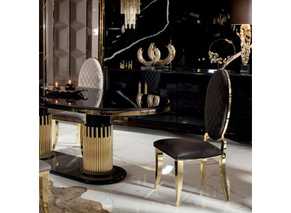 Stühl Gold Wohnzimmer Esszimmer Polyester Garnitur Küche Schwarz Modern Neu