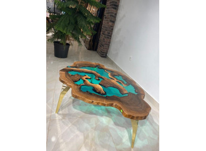 Couchtisch Sonderform Luxus Design Holz Braun Möbel Wohnzimmer Couchtische