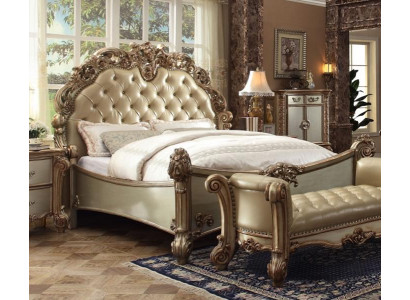 Luxus Design Bett Polsterbett Doppebett Schlafzimmer Barock Holz Betten