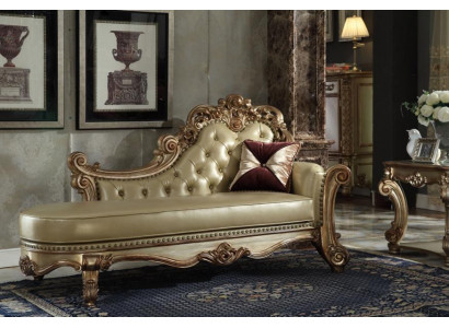 Chaiselongue linksseitig Sofa Knopfheftung Chesterfield Klassisch Gold