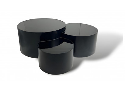 Wohnzimmertisch Set Couchtisch Holz Moderne Luxus Möbel 3tlg Schwarz Rund