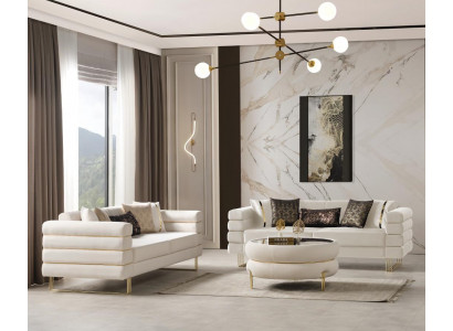 Wohnzimmer 2x 3-Sitzer Sofas Luxuriöse Weiß  Polster Couchen Sitzmöbel