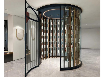 Runder Weinschrank Glasvitrine Weinablage Weinlagerregal Weinkühlschrank