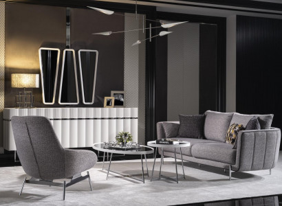 Wohnzimmer Sofagarnitur Grau Dreisitzer Sessel Luxus Couch Set 3 1 Sitzer