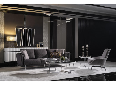 Wohnzimmer Grau Sofagarnitur Dreisitzer Sessel Luxus Couch Set 4 1 Sitzer