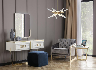 Weiß Schminktisch Mit Spiegel Und Hocker Luxuriöser Kosmetiktisch Designer Set